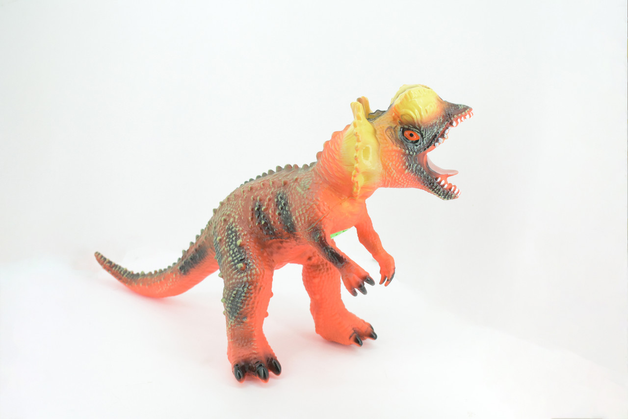 Dilophosaurus, Double-Crested Lizard, Early Jurassic period, Hand Painted, Educational, Soft Rubber, Lifelike Model, Gift,    19"   AR18 B310 
