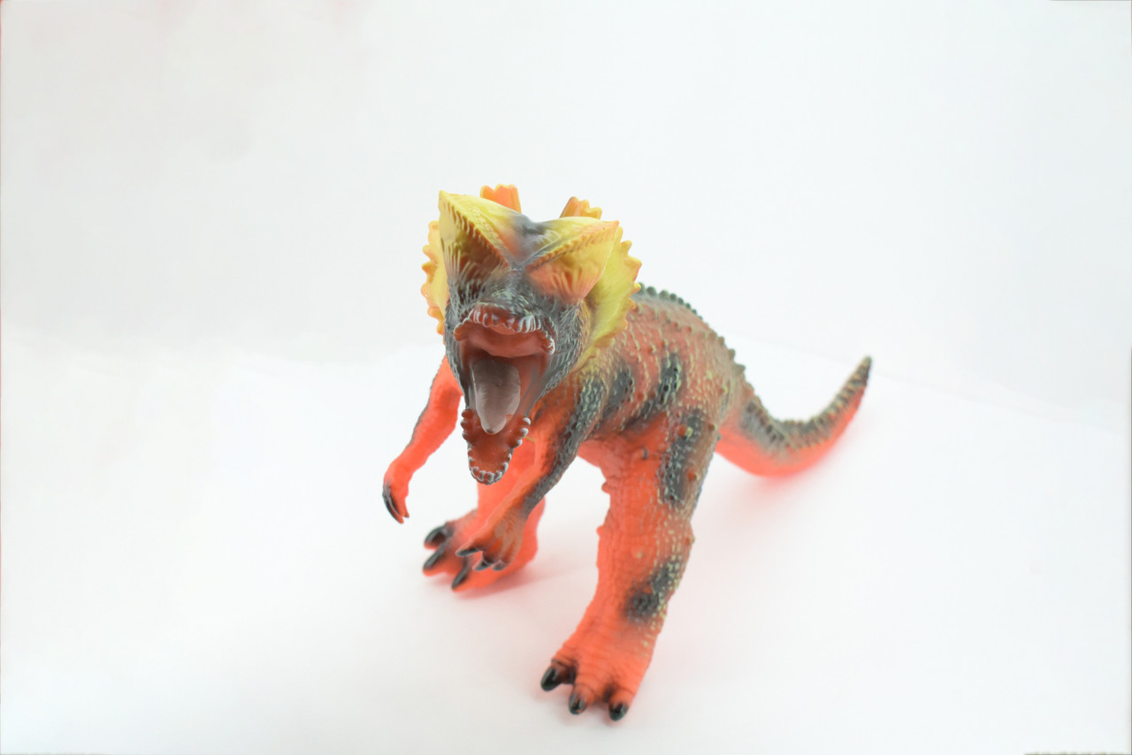 Dilophosaurus, Double-Crested Lizard, Early Jurassic period, Hand Painted, Educational, Soft Rubber, Lifelike Model, Gift,    19"   AR18 B310 