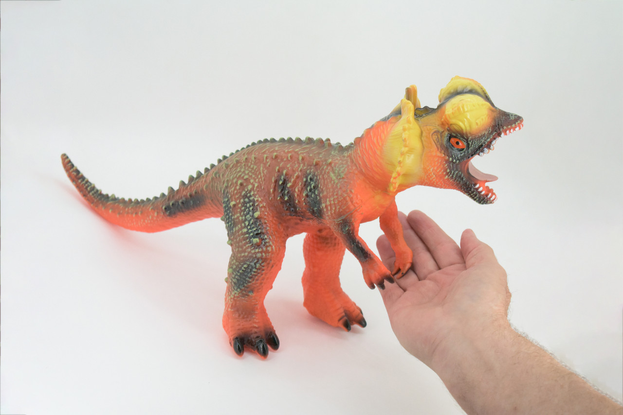 Dilophosaurus, Double-Crested Lizard, Early Jurassic period, Hand Painted, Educational, Soft Rubber, Lifelike Model, Gift,    19"   AR18 B310 