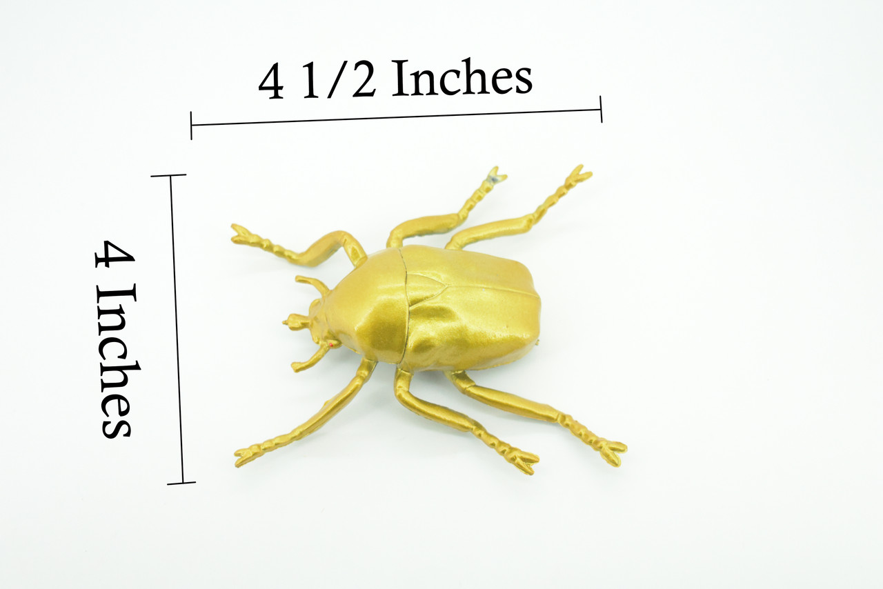 Gold Beetle, Resplendent Beetle, Hand Painted, Rubber Insect, Educational, Realistic Figure, Lifelike Model,  4 1/2 Inches Long.