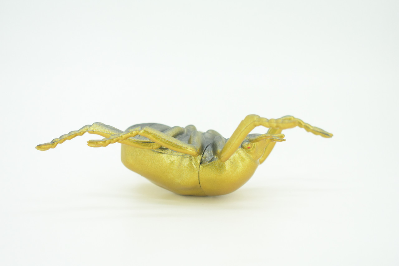 Gold Beetle, Resplendent Beetle, Hand Painted, Rubber Insect, Educational, Realistic Figure, Lifelike Model, Gift,   4 1/2"    AR22 B329