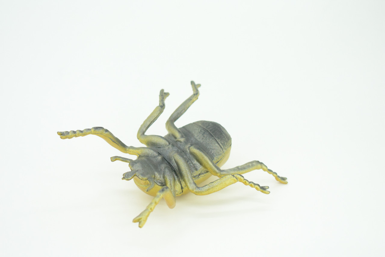 Gold Beetle, Resplendent Beetle, Hand Painted, Rubber Insect, Educational, Realistic Figure, Lifelike Model, Gift,   4 1/2"    AR22 B329