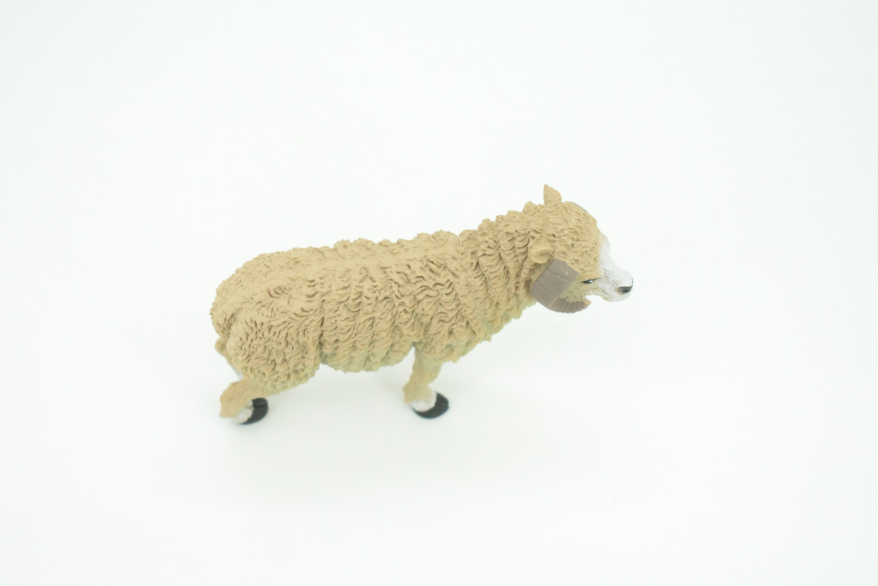 Sheep, Domestic Ram, Educational, Hand Painted, Plastic Animal, Realistic, Toy Figure, Model, Replica, Kids, Gift,      4 1/2"   WR18 B233