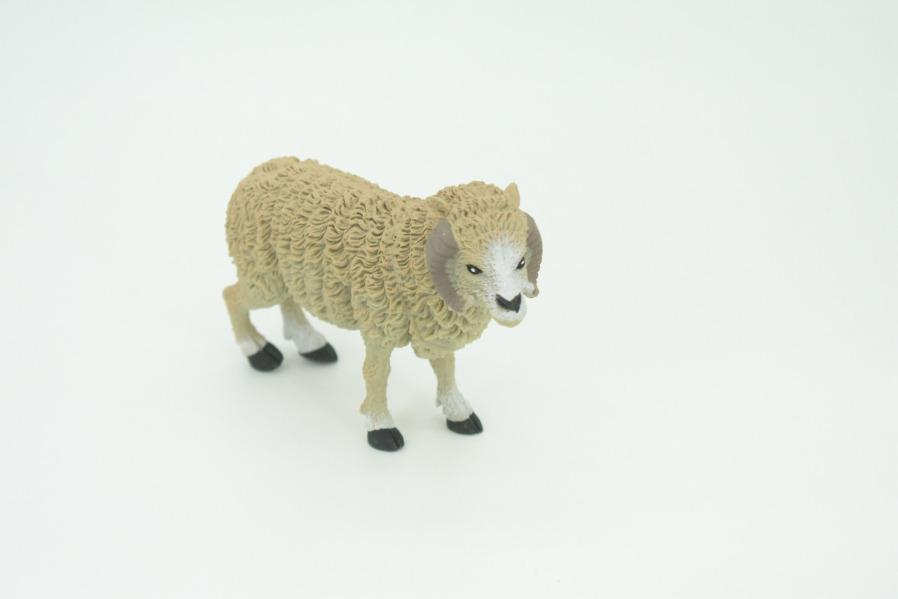 Sheep, Domestic Ram, Educational, Hand Painted, Plastic Animal, Realistic, Toy Figure, Model, Replica, Kids, Gift,      4 1/2"   WR18 B233