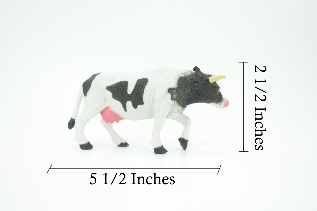 Cow, Dairy Cow, Educational, Hand Painted, Plastic Animal, Realistic, Toy Figure, Model, Replica, Kids, Gift,      5 1/2"   WR19 B233