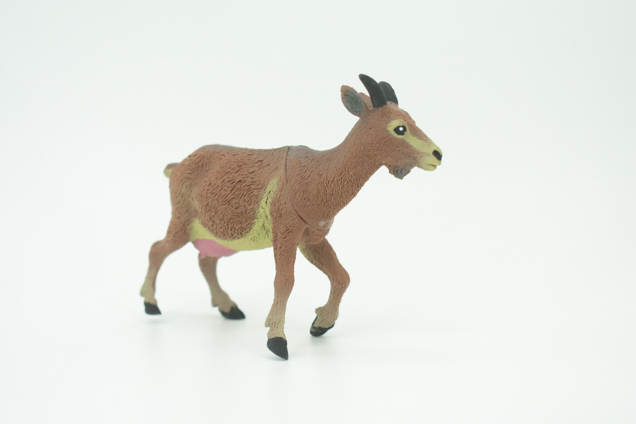 Goat, Domestic Goat, Educational, Hand Painted, Plastic Animal, Realistic, Toy Figure, Model, Replica, Kids, Gift,      5"   WR20 B233