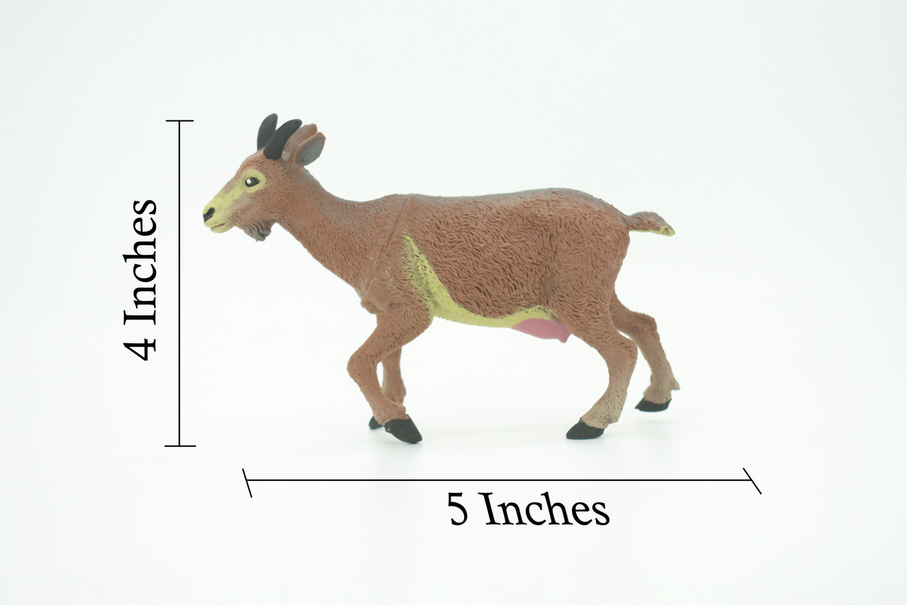 Goat, Domestic Goat, Educational, Hand Painted, Plastic Animal, Realistic, Toy Figure, Model, Replica, Kids, Gift,      5"   WR20 B233