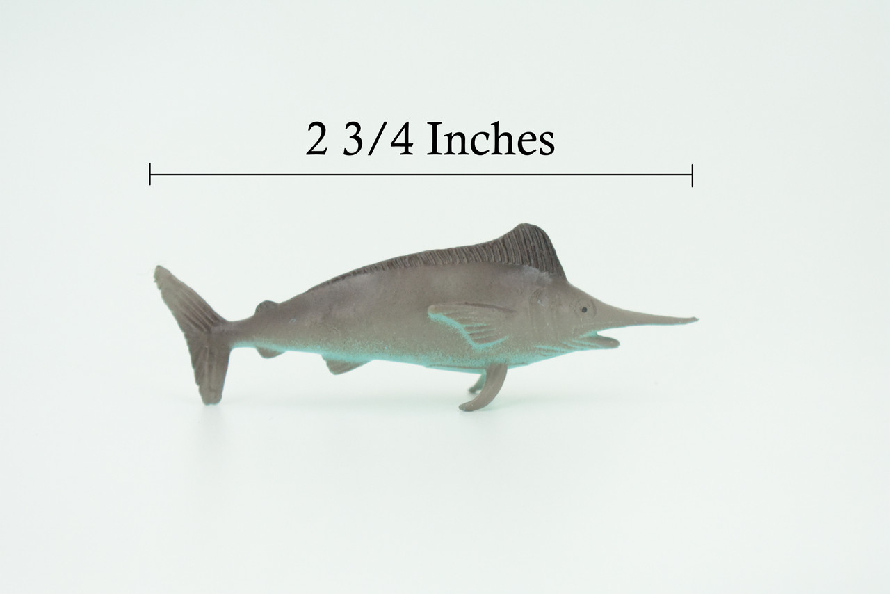 Swordfish, Broadbills, Billfish, Rubber Fish, Realistic Toy Figure, Model, Replica, Kids, Hand Painted, Educational, Gift,    2 3/4"   F583 B34