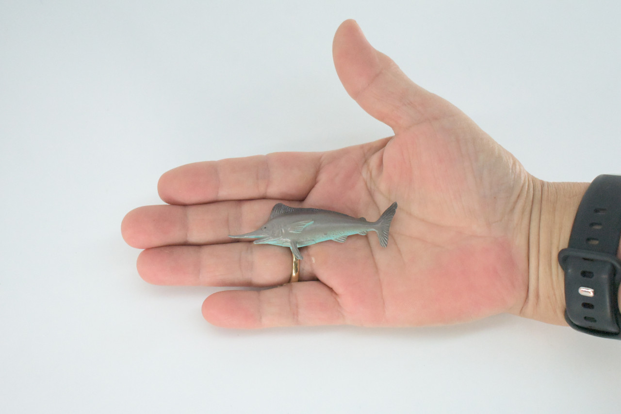 Swordfish, Broadbills, Billfish, Rubber Fish, Realistic Toy Figure, Model, Replica, Kids, Hand Painted, Educational, Gift,    2 3/4"   F583 B34