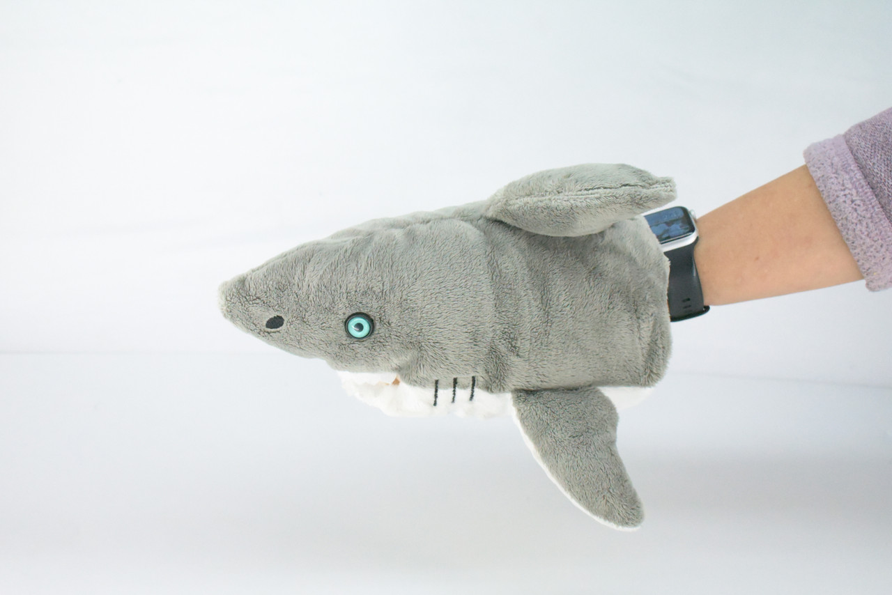 Shark Puppet, Great White, Very Nice Plush Puppet, Educational, Realistic Shark Design, Educational, Figure, Lifelike, Gift,   10"    RE01 BB322