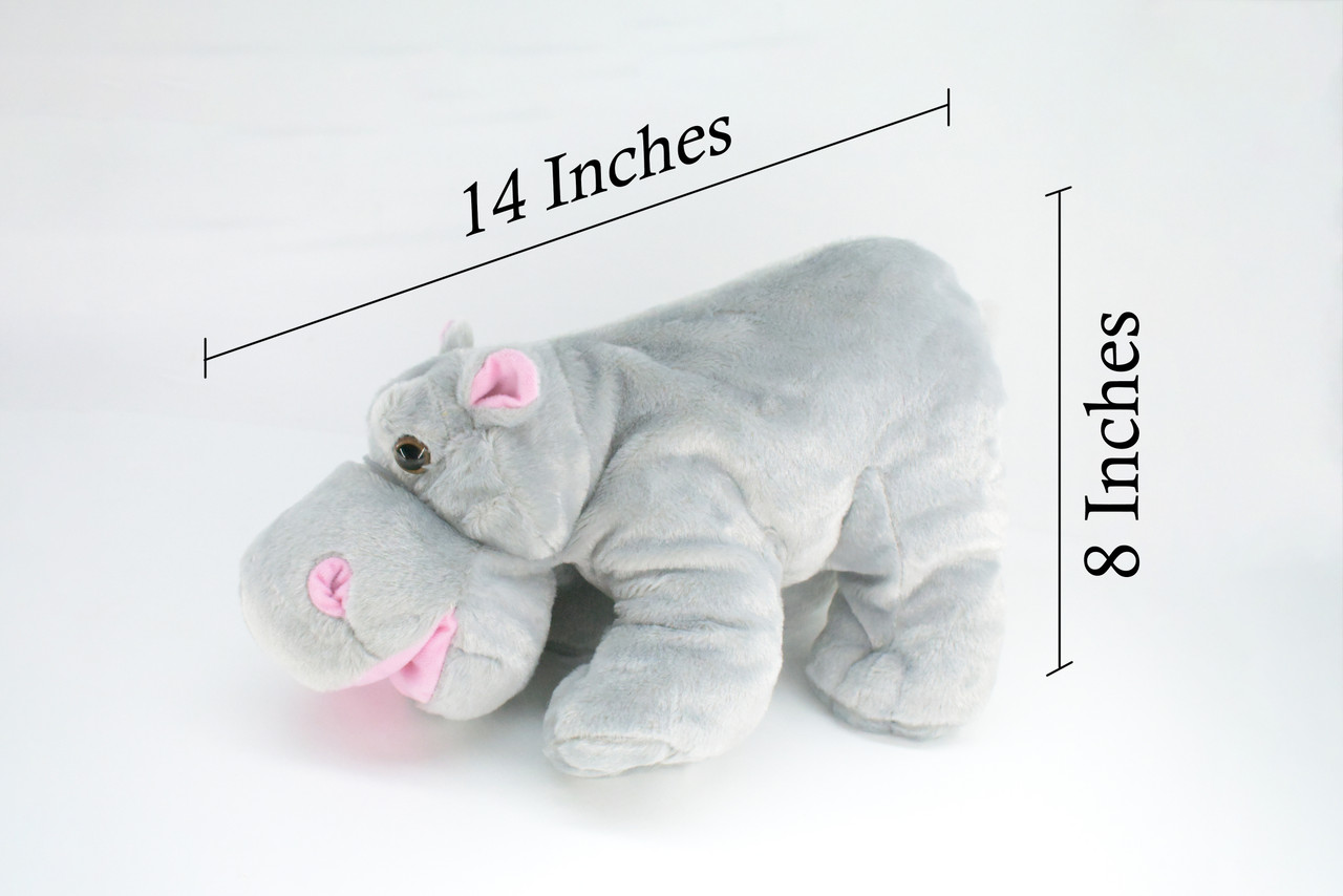 Hippo, Hippopotamus, Very Nice Plush Animal, Educational, Realistic Design, Educational, Figure, Lifelike, Gift,     14"    RE10 BB322