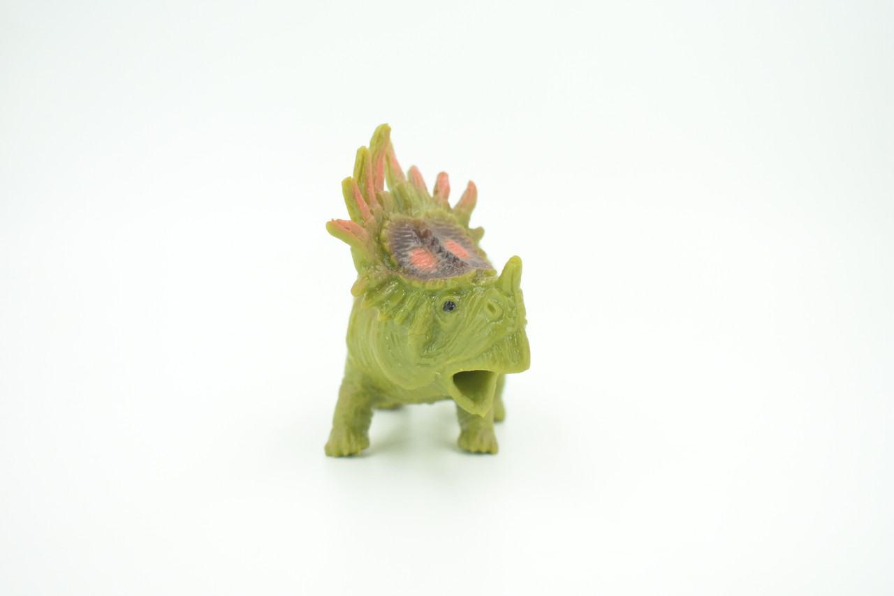 Dinosaur, Triceratops, Stretchable, Squishy, Squeezable, Very nice Soft Rubber Reptile, Educational, Realistic, Hand Painted, Figure,  Gift,    6"     US11 B59