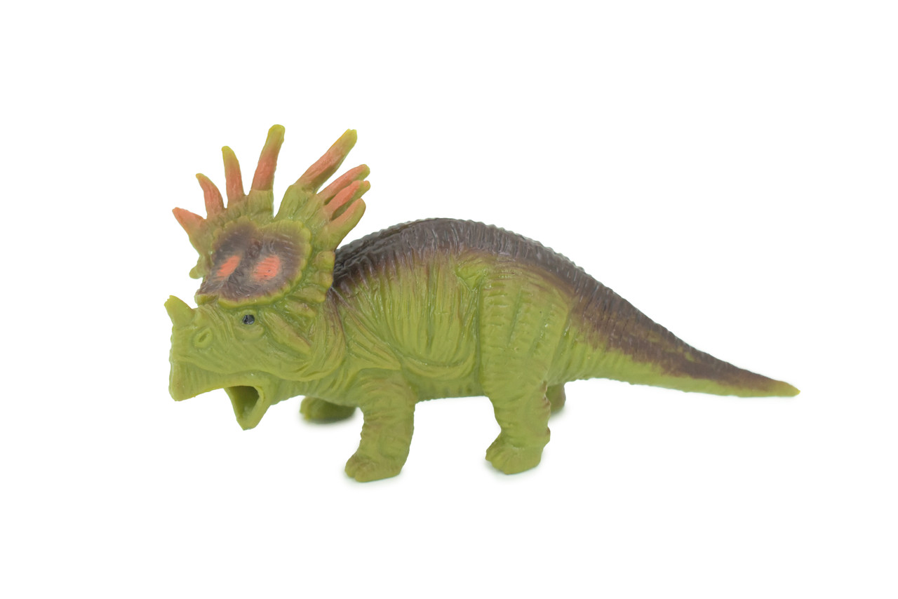 Dinosaur, Triceratops, Stretchable, Squishy, Squeezable, Very nice Soft Rubber Reptile, Educational, Realistic, Hand Painted, Figure, Gift, 6" US11 B59