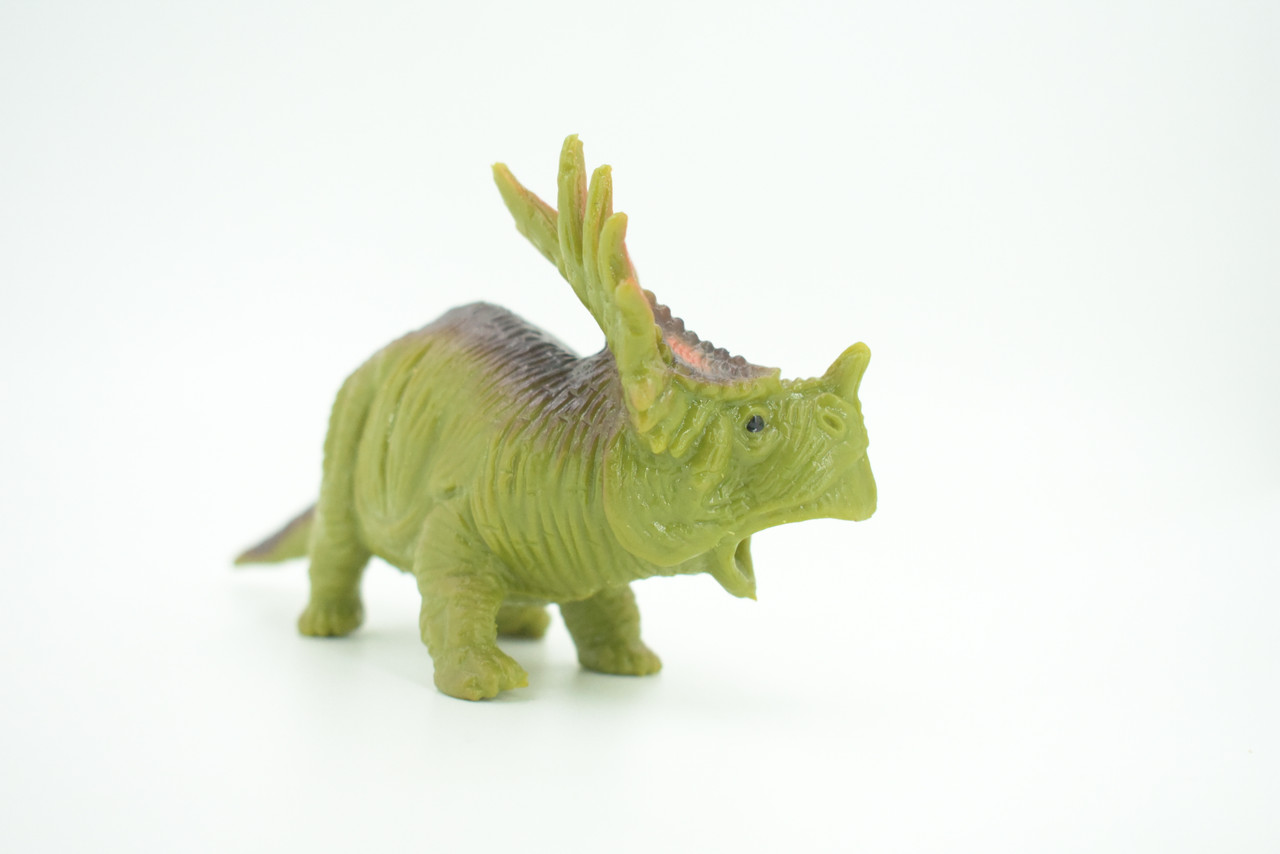 Dinosaur, Triceratops, Stretchable, Squishy, Squeezable, Very nice Soft Rubber Reptile, Educational, Realistic, Hand Painted, Figure,  Gift,    6"     US11 B59
