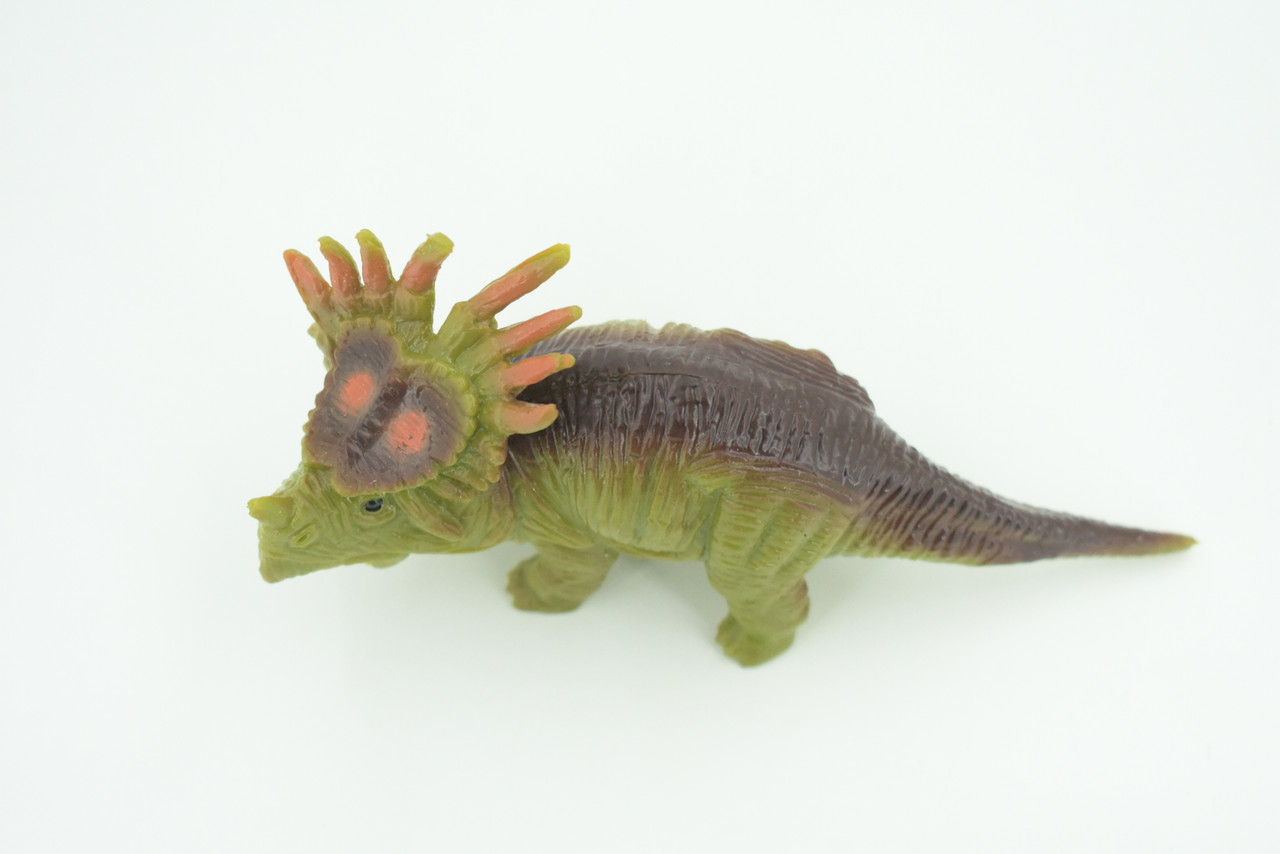 Dinosaur, Triceratops, Stretchable, Squishy, Squeezable, Very nice Soft Rubber Reptile, Educational, Realistic, Hand Painted, Figure,  Gift,    6"     US11 B59