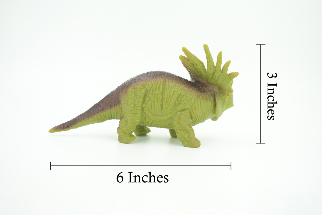 Dinosaur, Triceratops, Stretchable, Squishy, Squeezable, Very nice Soft Rubber Reptile, Educational, Realistic, Hand Painted, Figure,  Gift,    6"     US11 B59