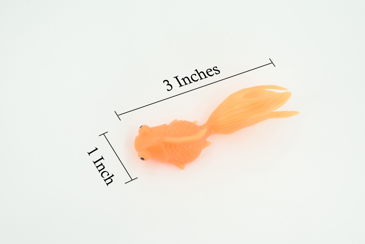 Goldfish, 4 or 8 or 12 Piece Sets, Rubber Fish, Educational, Realistic Hand Painted, Figure, Lifelike Model, Figurine, Replica, Gift,   3"   US13 B58