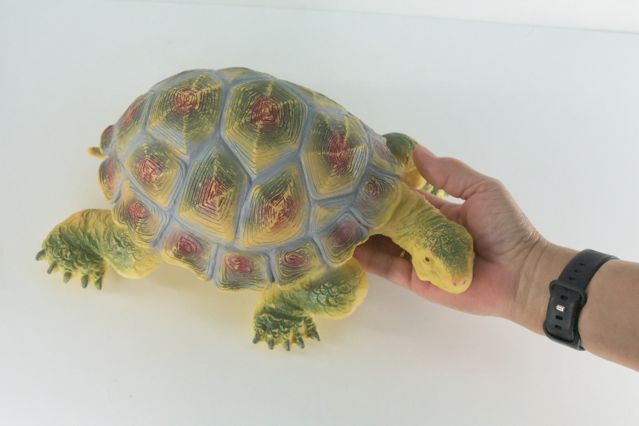 Tortoise, High Quality, Soft Rubber Turtle, Hand Painted, Realistic Reptile, Toy Figure, Model, Replica, Kids, Educational, Gift,     12"   IM09 B655