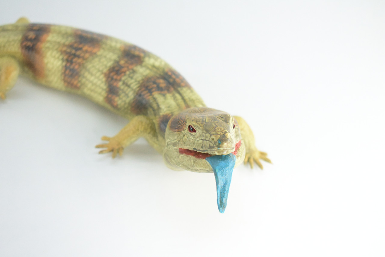 Blue Tongue Skink, High Quality, Hard Rubber Lizard, Hand Painted, Realistic Reptile, Toy Figure, Model, Replica, Kids, Educational, Gift,    15"   IM11 B657