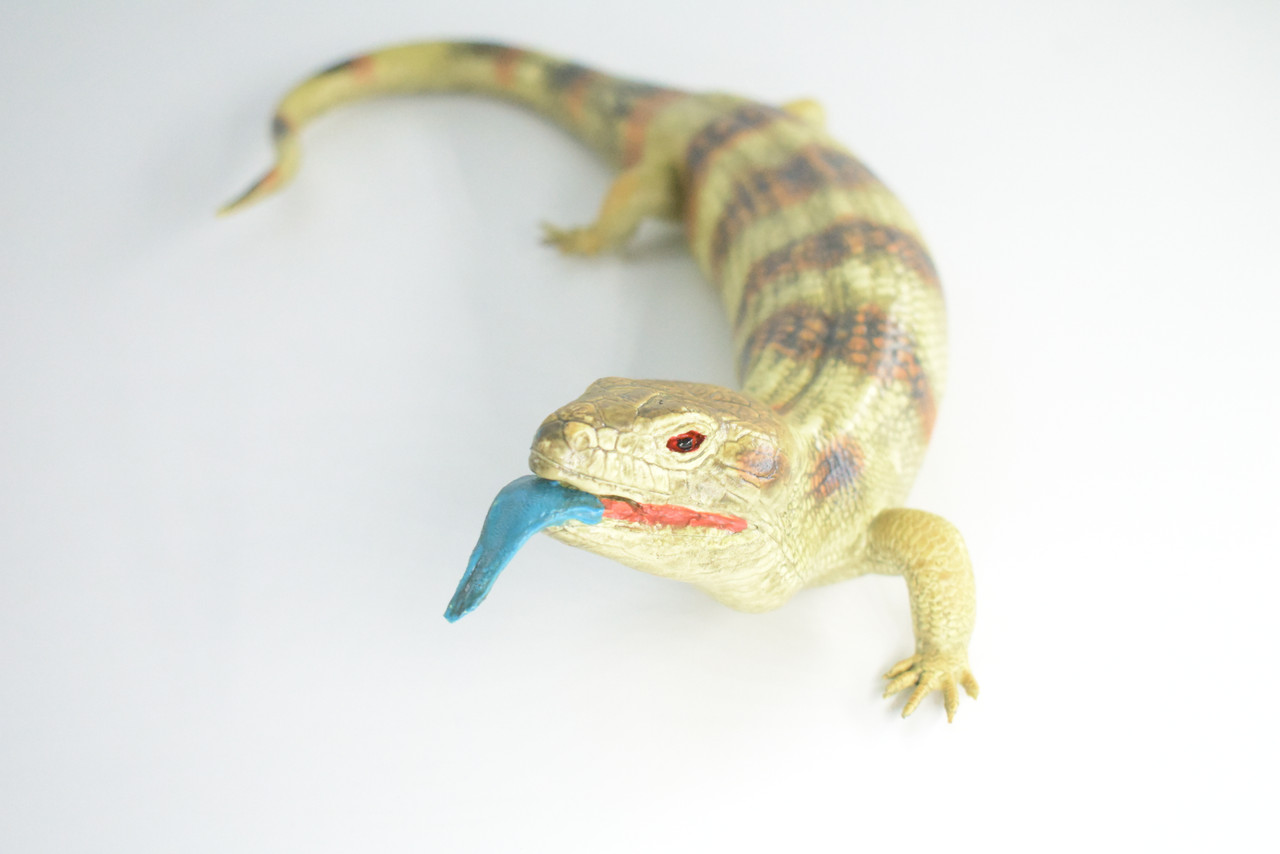 Blue Tongue Skink, High Quality, Hard Rubber Lizard, Hand Painted, Realistic Reptile, Toy Figure, Model, Replica, Kids, Educational, Gift,    15"   IM11 B657