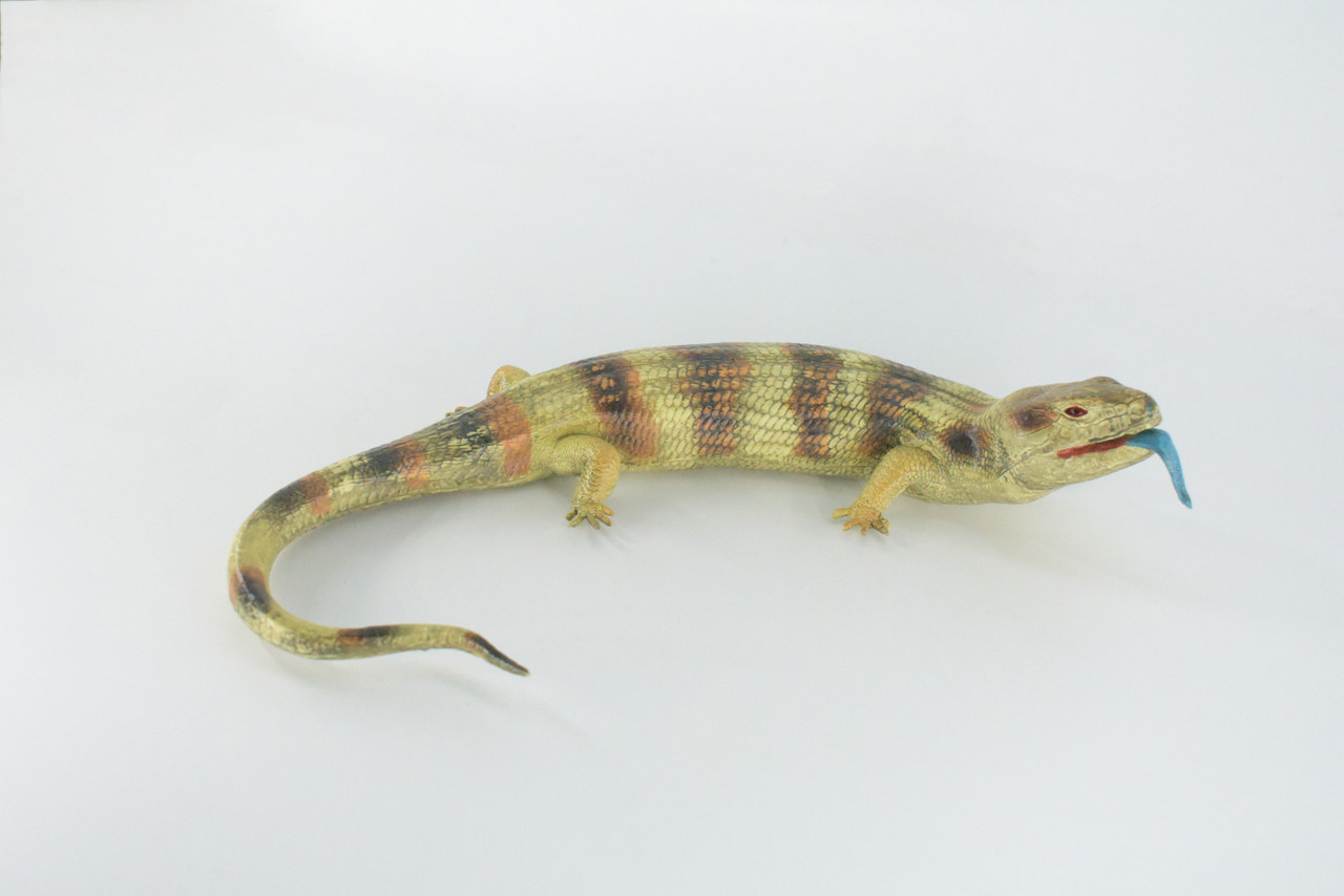 Blue Tongue Skink, High Quality, Hard Rubber Lizard, Hand Painted, Realistic Reptile, Toy Figure, Model, Replica, Kids, Educational, Gift,    15"   IM11 B657
