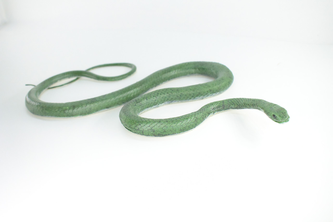 Rat Snake, Green, Hand Painted, High Quality, Hard Rubber Snake, Realistic Reptile, Toy Figure, Model, Replica, Kids, Educational, Gift,      17"   IM12 B657