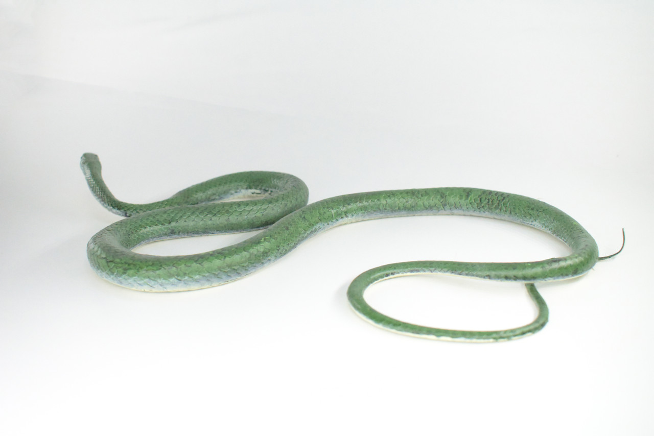Rat Snake, Green, Hand Painted, High Quality, Hard Rubber Snake, Realistic Reptile, Toy Figure, Model, Replica, Kids, Educational, Gift,      17"   IM12 B657
