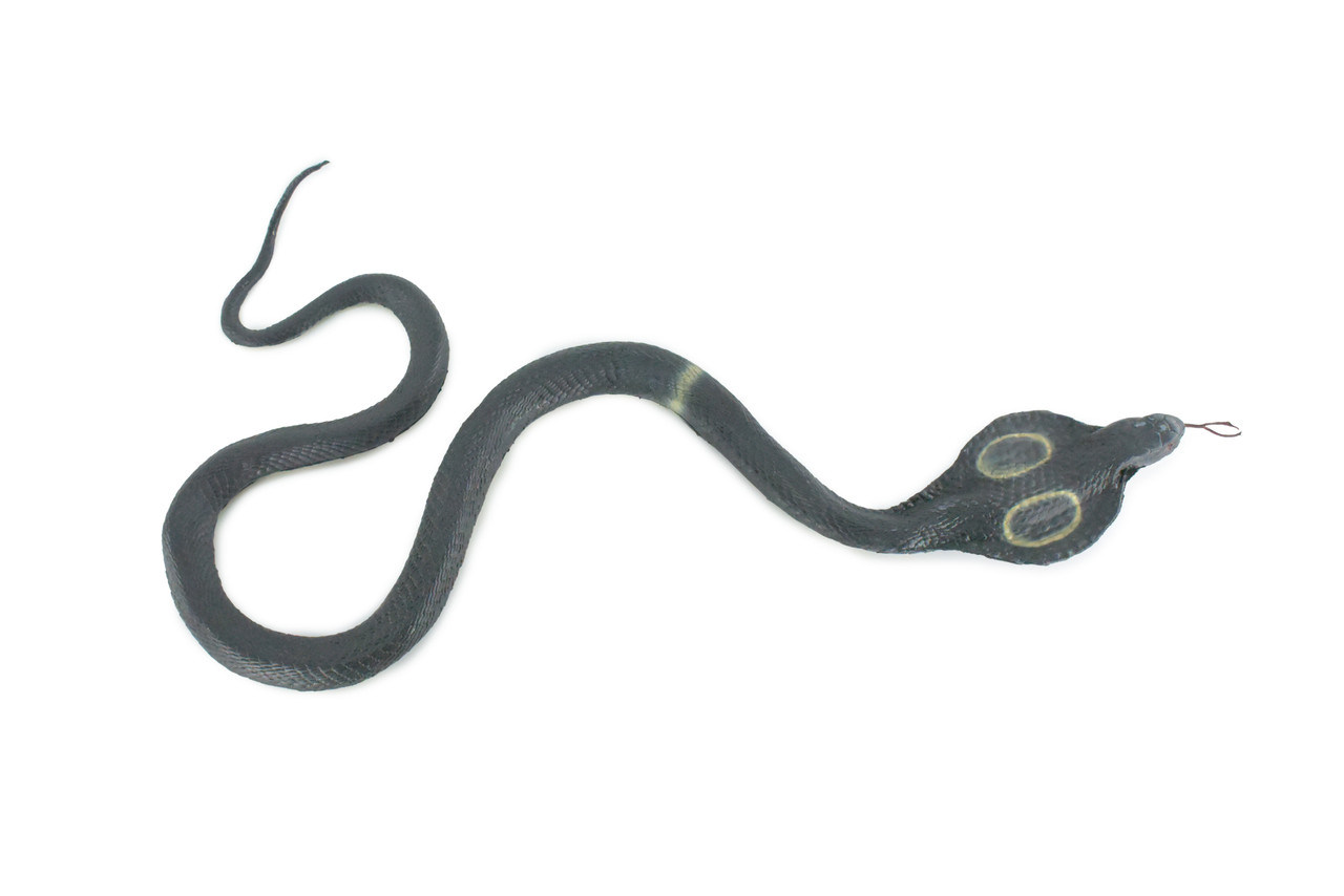 King Cobra, High Quality, Hand Painted, Hard Rubber Snake, Realistic Reptile, Toy Figure, Model, Replica, Kids, Educational, Gift, 16" IM18 B656