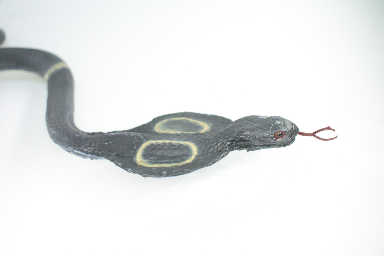 King Cobra, High Quality, Hand Painted, Hard Rubber Snake, Realistic Reptile, Toy Figure, Model, Replica, Kids, Educational, Gift,    16"    IM18 B656