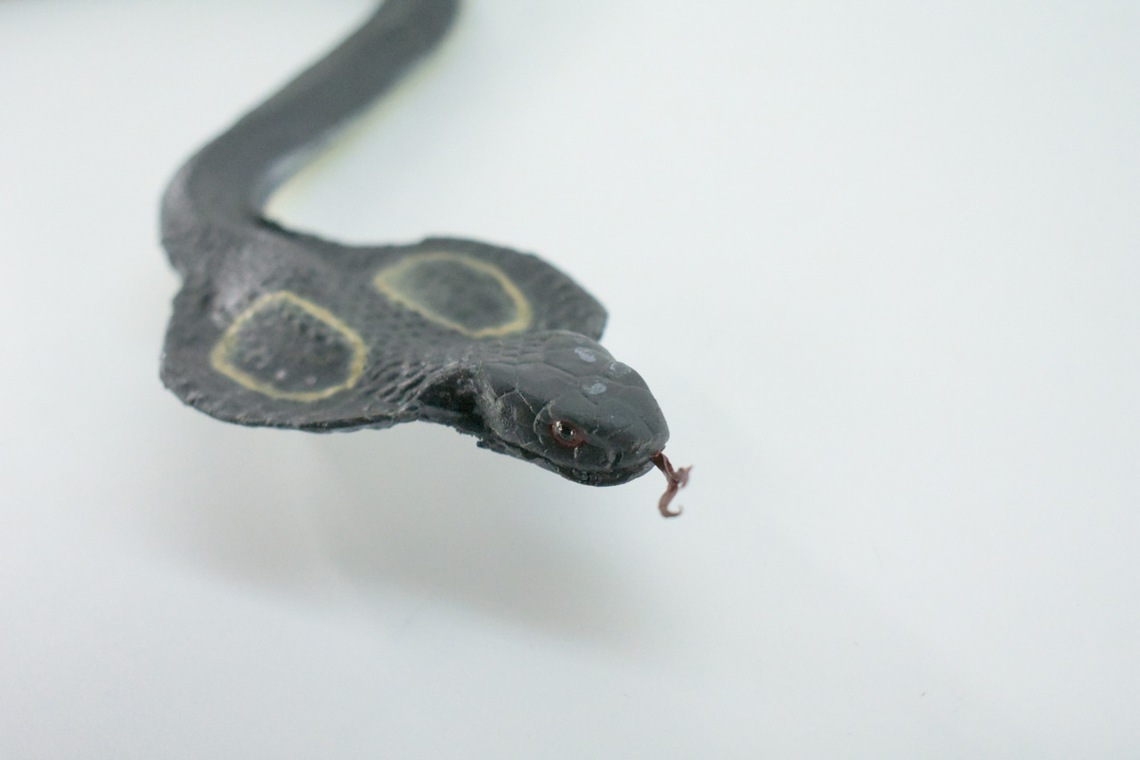 King Cobra, High Quality, Hand Painted, Hard Rubber Snake, Realistic Reptile, Toy Figure, Model, Replica, Kids, Educational, Gift,    16"    IM18 B656