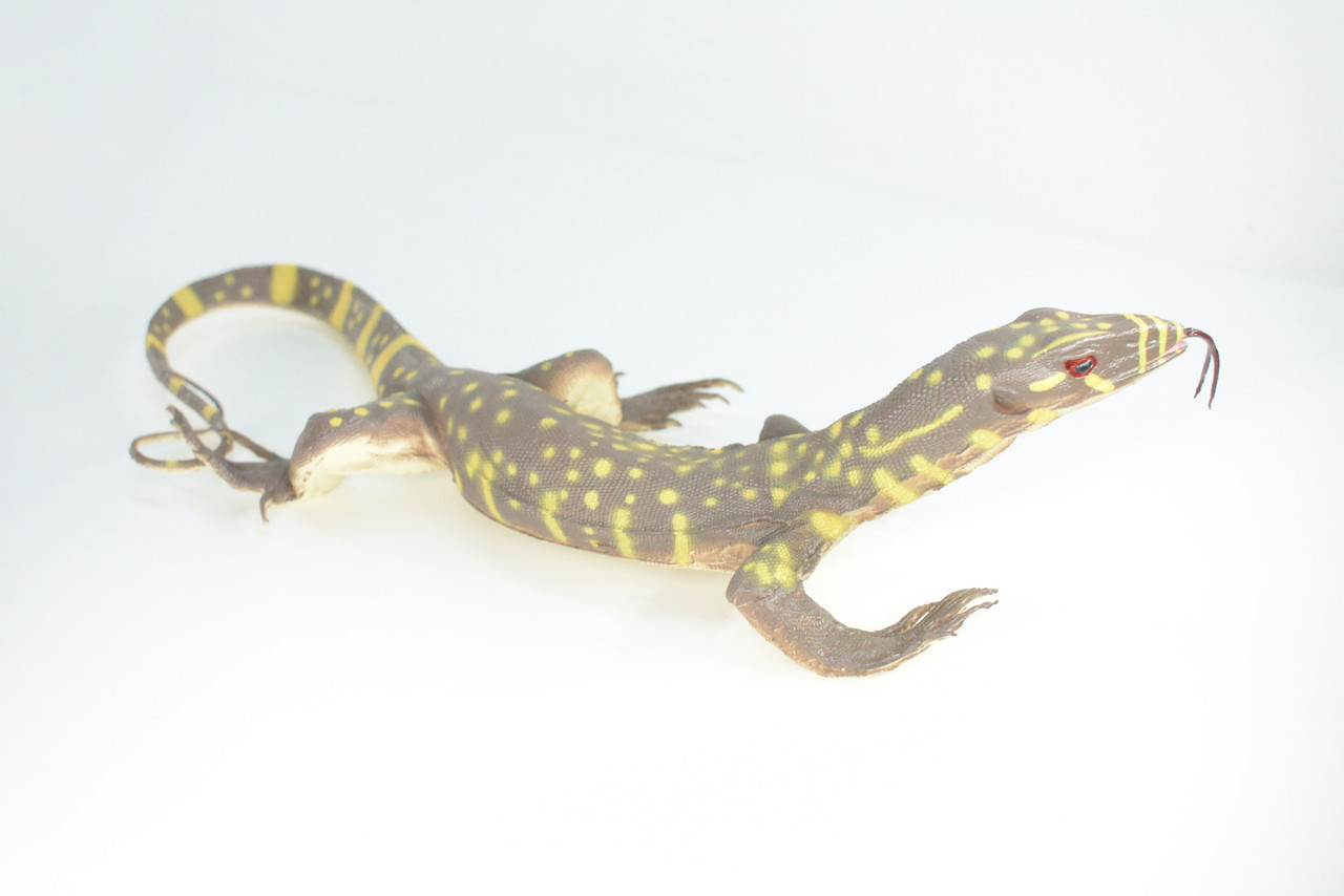 Monitor Lizard, Hand Painted, High Quality, Hard Rubber Lizard, Realistic Reptile, Toy Figure, Model, Replica, Kids, Educational, Gift,    13"   IM20 B656