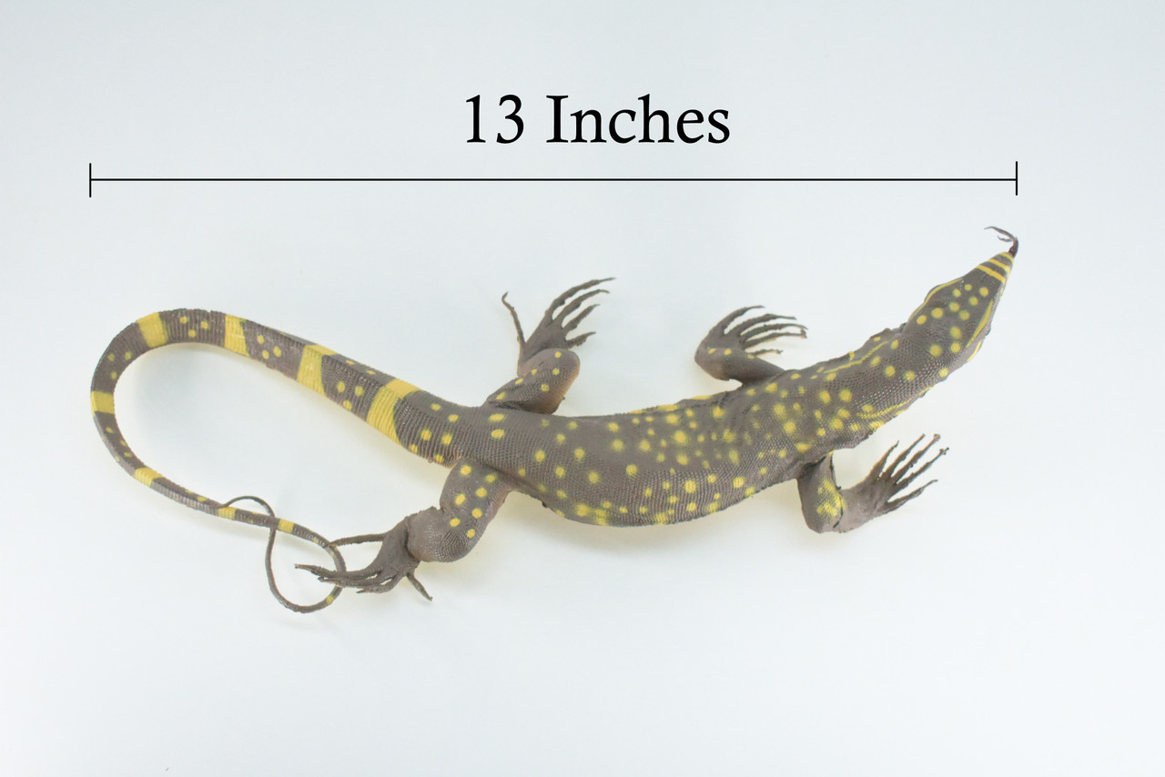 Monitor Lizard, Hand Painted, High Quality, Hard Rubber Lizard, Realistic Reptile, Toy Figure, Model, Replica, Kids, Educational, Gift,    13"   IM20 B656