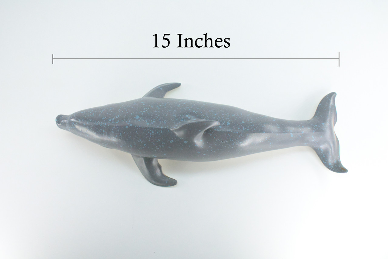 Dolphin, Jumbo, Hand Painted, High Quality, Soft Rubber Porpoise, Realistic, Toy Figure, Model, Replica, Kids, Educational,  15 Inches.