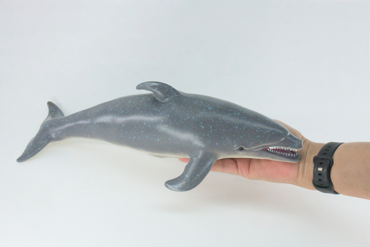 Dolphin, Jumbo, Hand Painted, High Quality, Soft Rubber Porpoise, Realistic, Toy Figure, Model, Replica, Kids, Educational,  15 Inches.