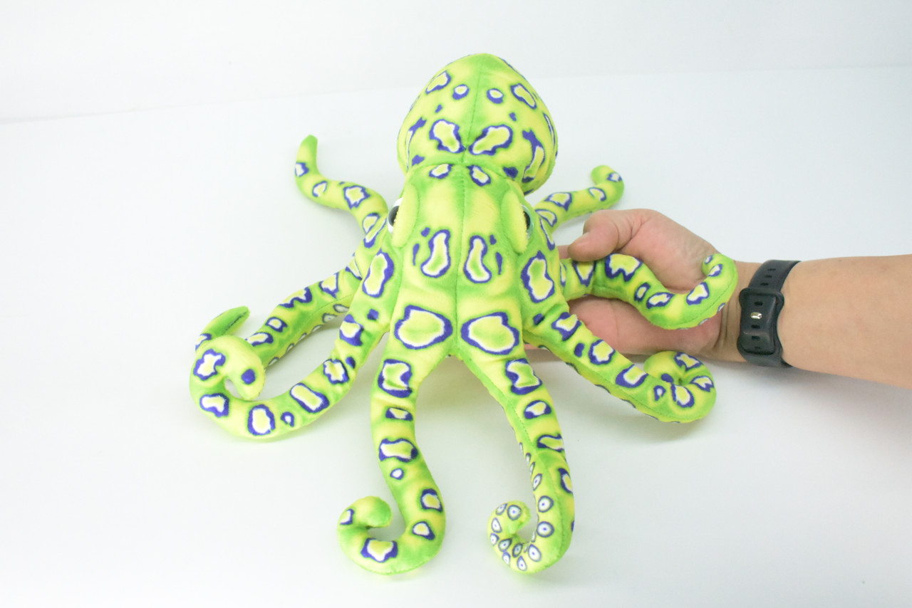 Octopus, Green Plush Animal, Soft, Stuffed Toy, Educational, Realistic, Beautiful Design, Figure, Lifelike, Replica, Gift,      14"   RI52 B661