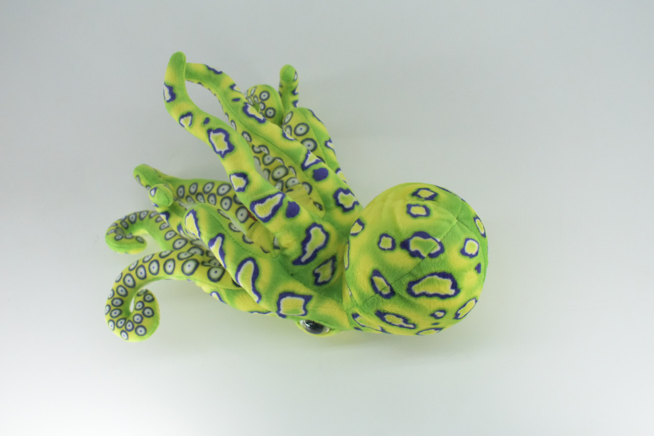 Octopus, Green Plush Animal, Soft, Stuffed Toy, Educational, Realistic, Beautiful Design, Figure, Lifelike, Replica, Gift,      14"   RI52 B661