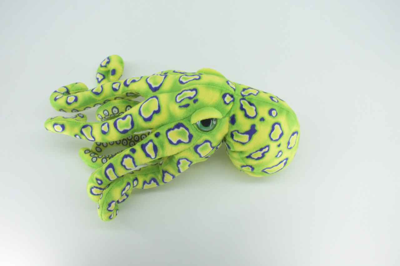 Octopus, Green Plush Animal, Soft, Stuffed Toy, Educational, Realistic, Beautiful Design, Figure, Lifelike, Replica, Gift,      14"   RI52 B661