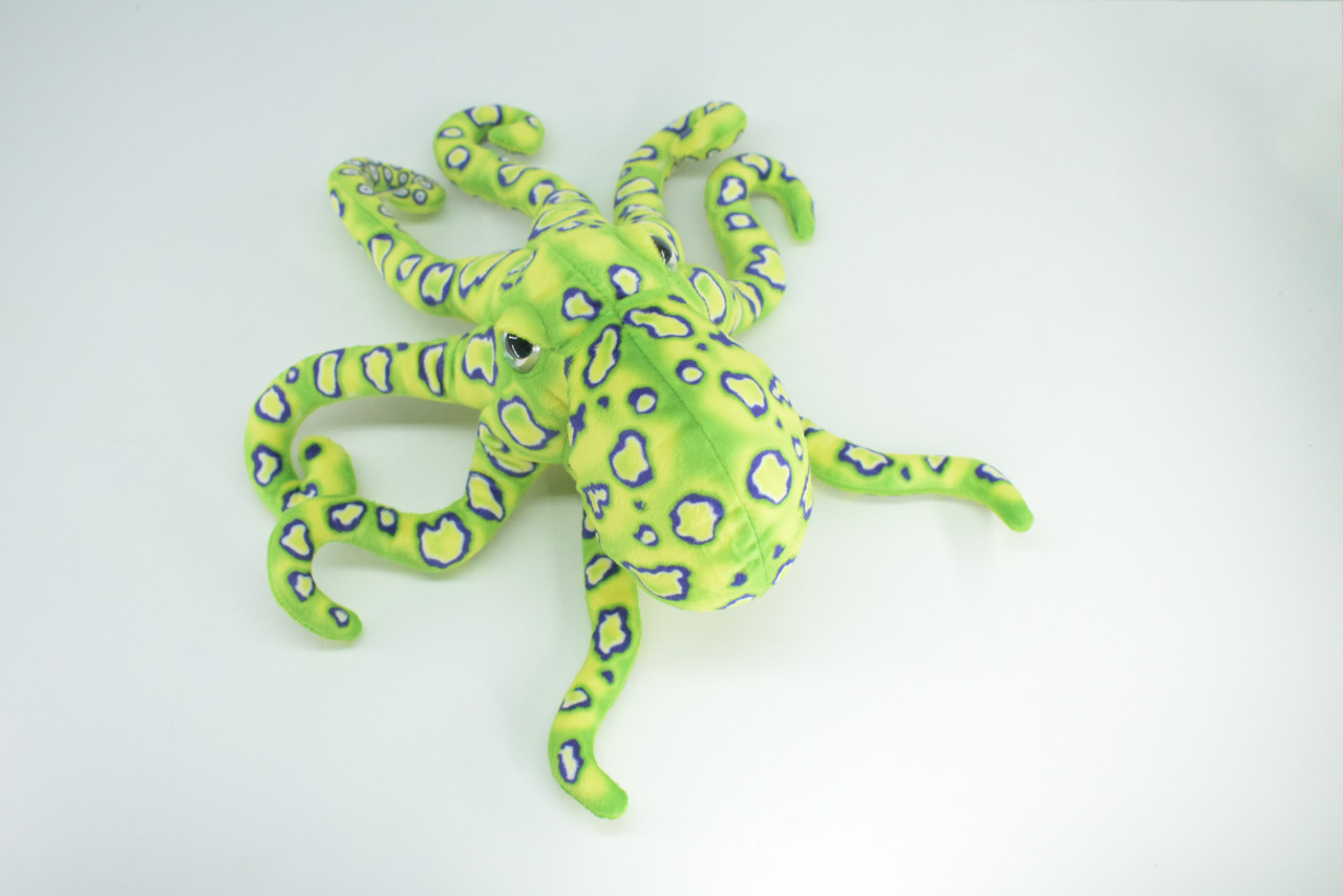 Octopus, Green Plush Animal, Soft, Stuffed Toy, Educational, Realistic, Beautiful Design, Figure, Lifelike, Replica, Gift,      14"   RI52 B661