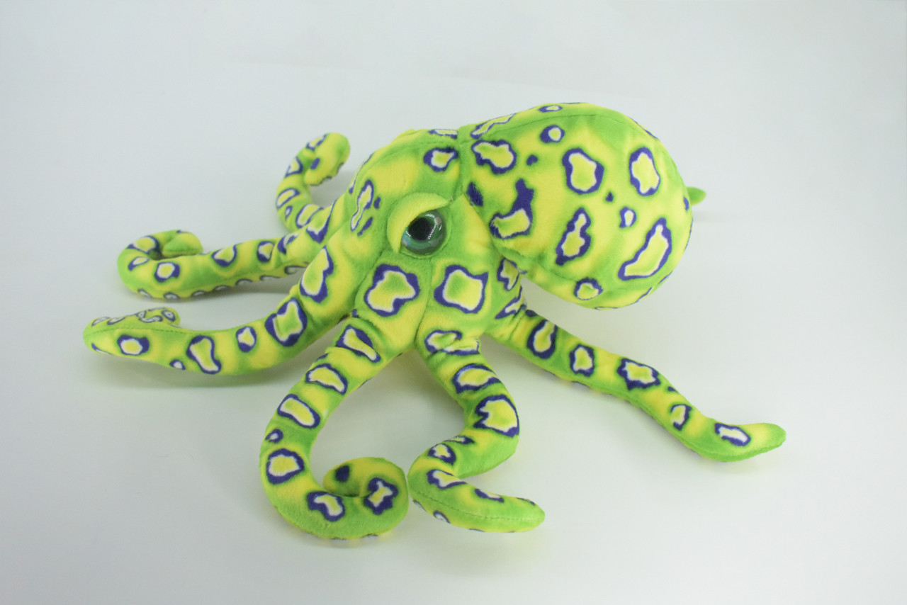 Octopus, Green Plush Animal, Soft, Stuffed Toy, Educational, Realistic, Beautiful Design, Figure, Lifelike, Replica, Gift,      14"   RI52 B661
