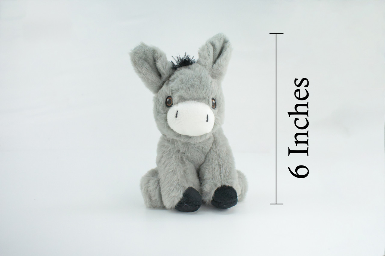 Donkey, Very Cute Plush Animal, Soft, Stuffed Toy, Educational, Realistic, Beautiful Burro Design, Figure, Lifelike, Replica, Gift,      6"   RI55 B661