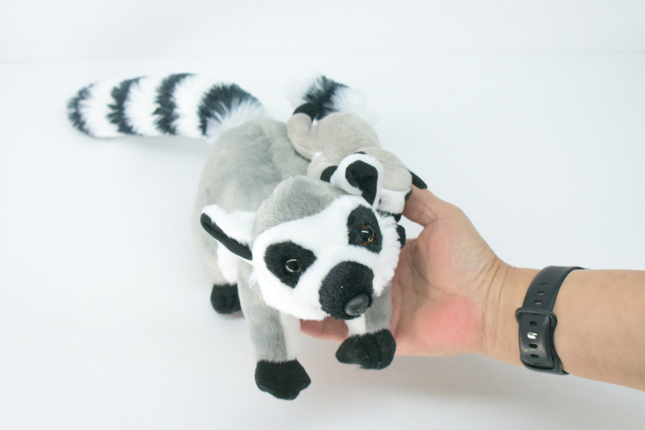 Lemur with Baby, Very Cute Plush Animal, Soft, Stuffed Toy, Educational, Realistic, Beautiful Design, Figure, Lifelike, Replica, Gift,     15"   RI61 B660