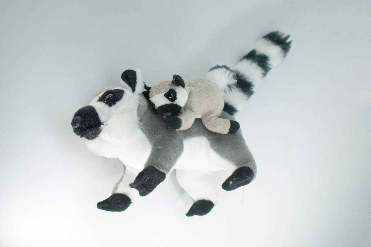Lemur with Baby, Very Cute Plush Animal, Soft, Stuffed Toy, Educational, Realistic, Beautiful Design, Figure, Lifelike, Replica, Gift,     15"   RI61 B660