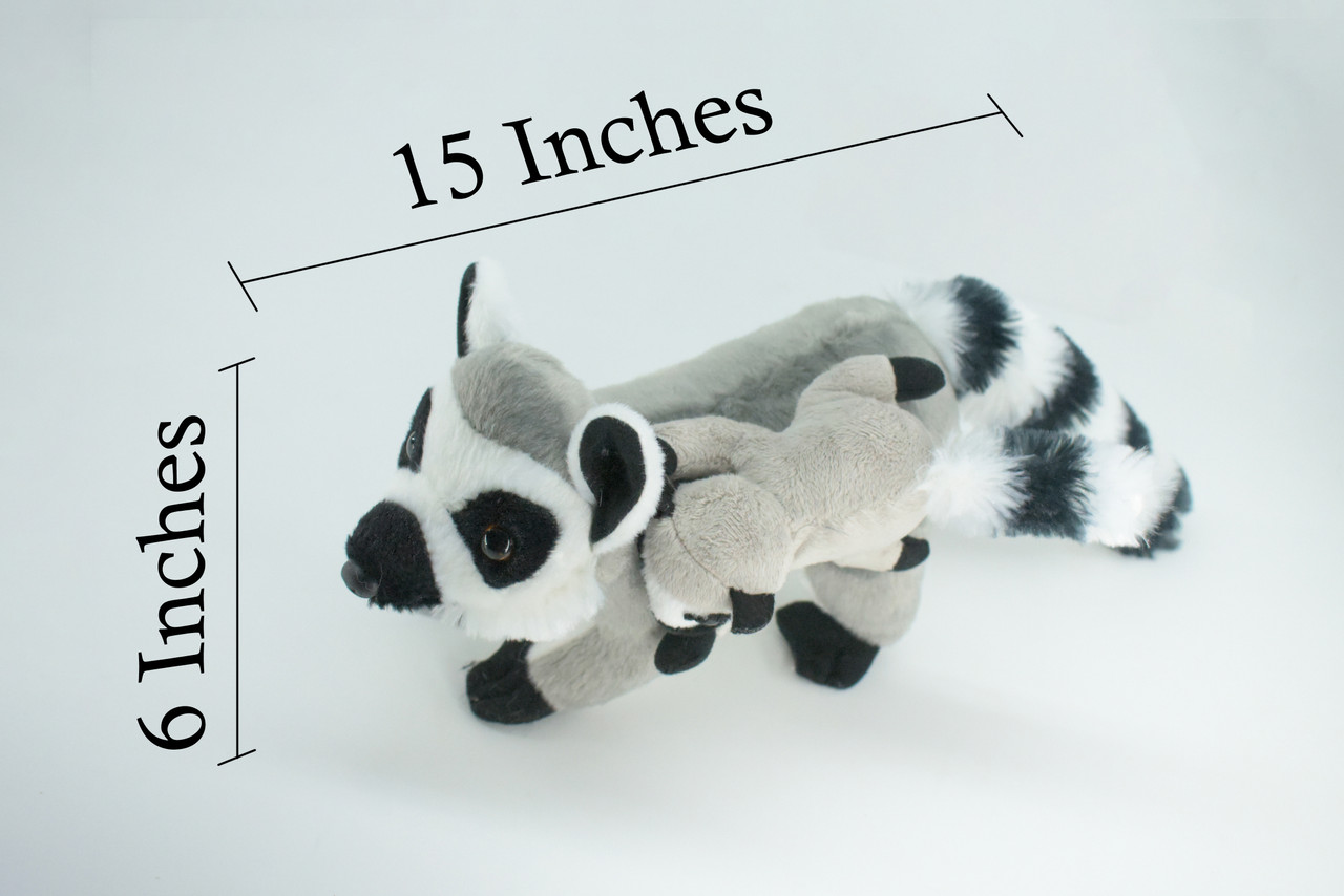 Lemur with Baby, Very Cute Plush Animal, Soft, Stuffed Toy, Educational, Realistic, Beautiful Design, Figure, Lifelike, Replica, Gift,     15"   RI61 B660