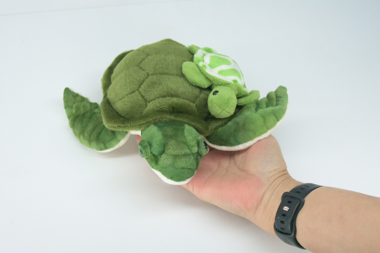 Sea Turtle with Baby, Very Cute Plush Reptile, Soft, Stuffed Toy, Educational, Realistic, Beautiful Design, Figure, Lifelike, Replica, Gift,     8"   RI63 B661