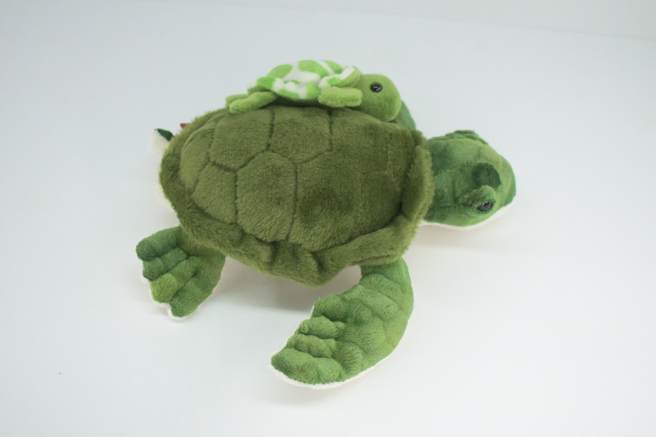 Sea Turtle with Baby, Very Cute Plush Reptile, Soft, Stuffed Toy, Educational, Realistic, Beautiful Design, Figure, Lifelike, Replica, Gift,     8"   RI63 B661