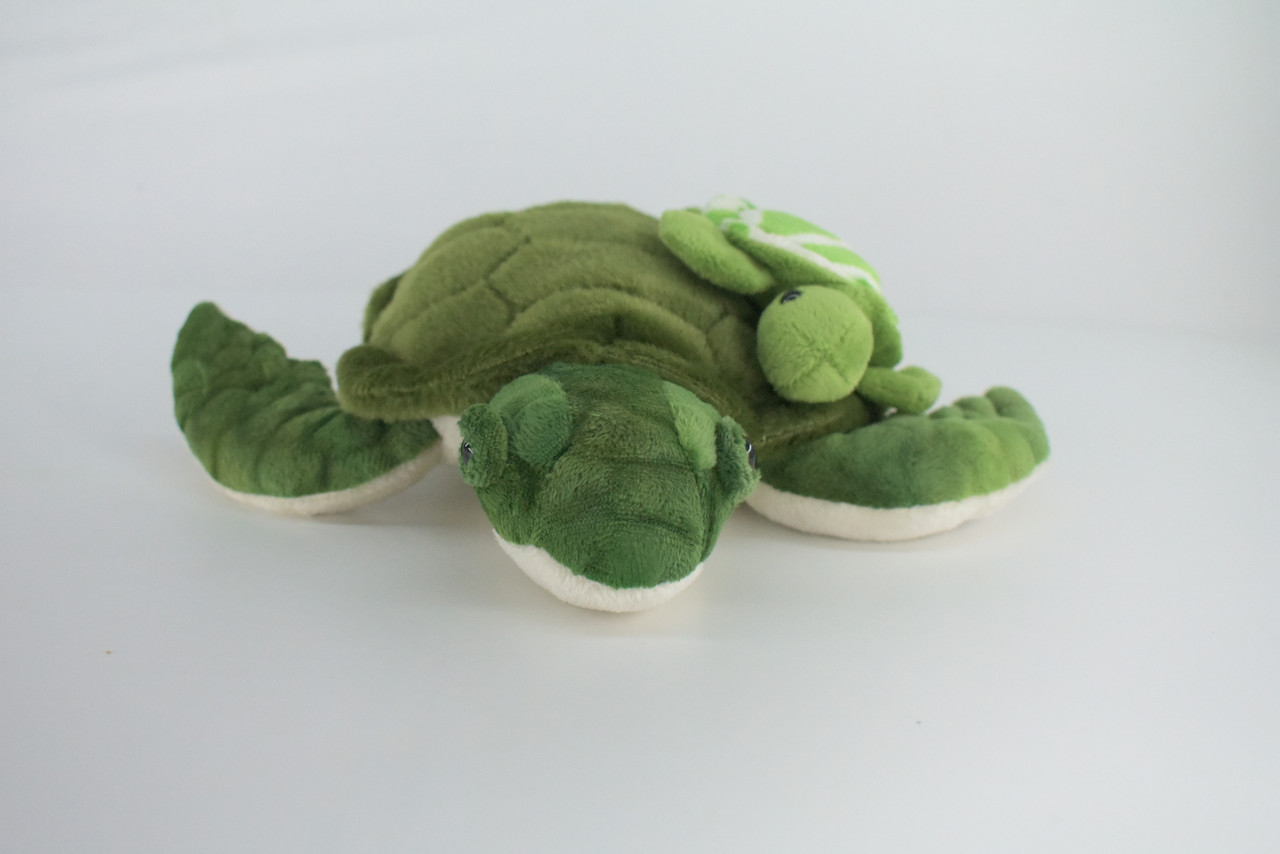Sea Turtle with Baby, Very Cute Plush Reptile, Soft, Stuffed Toy, Educational, Realistic, Beautiful Design, Figure, Lifelike, Replica, Gift,     8"   RI63 B661