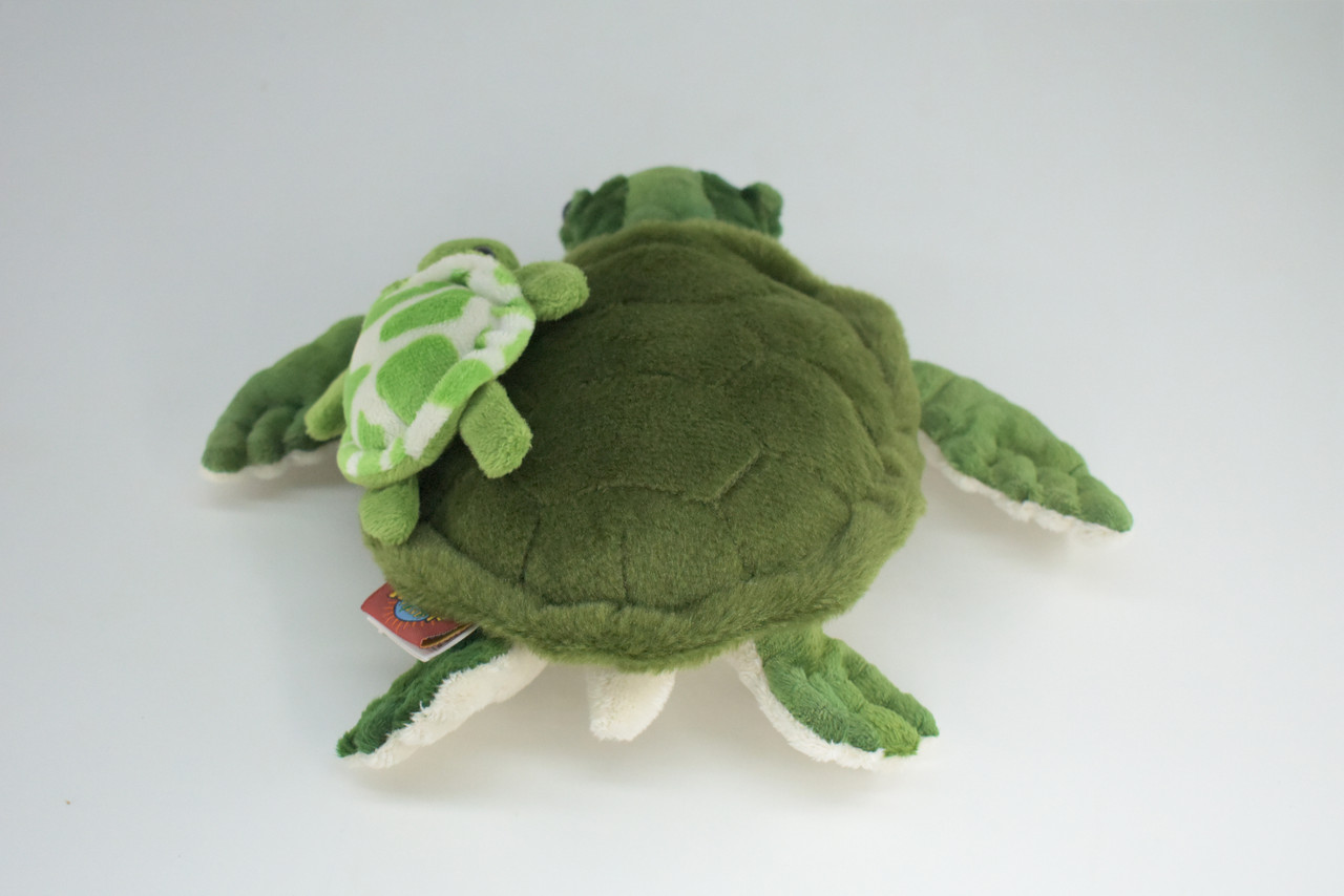 Sea Turtle with Baby, Very Cute Plush Reptile, Soft, Stuffed Toy, Educational, Realistic, Beautiful Design, Figure, Lifelike, Replica, Gift,     8"   RI63 B661