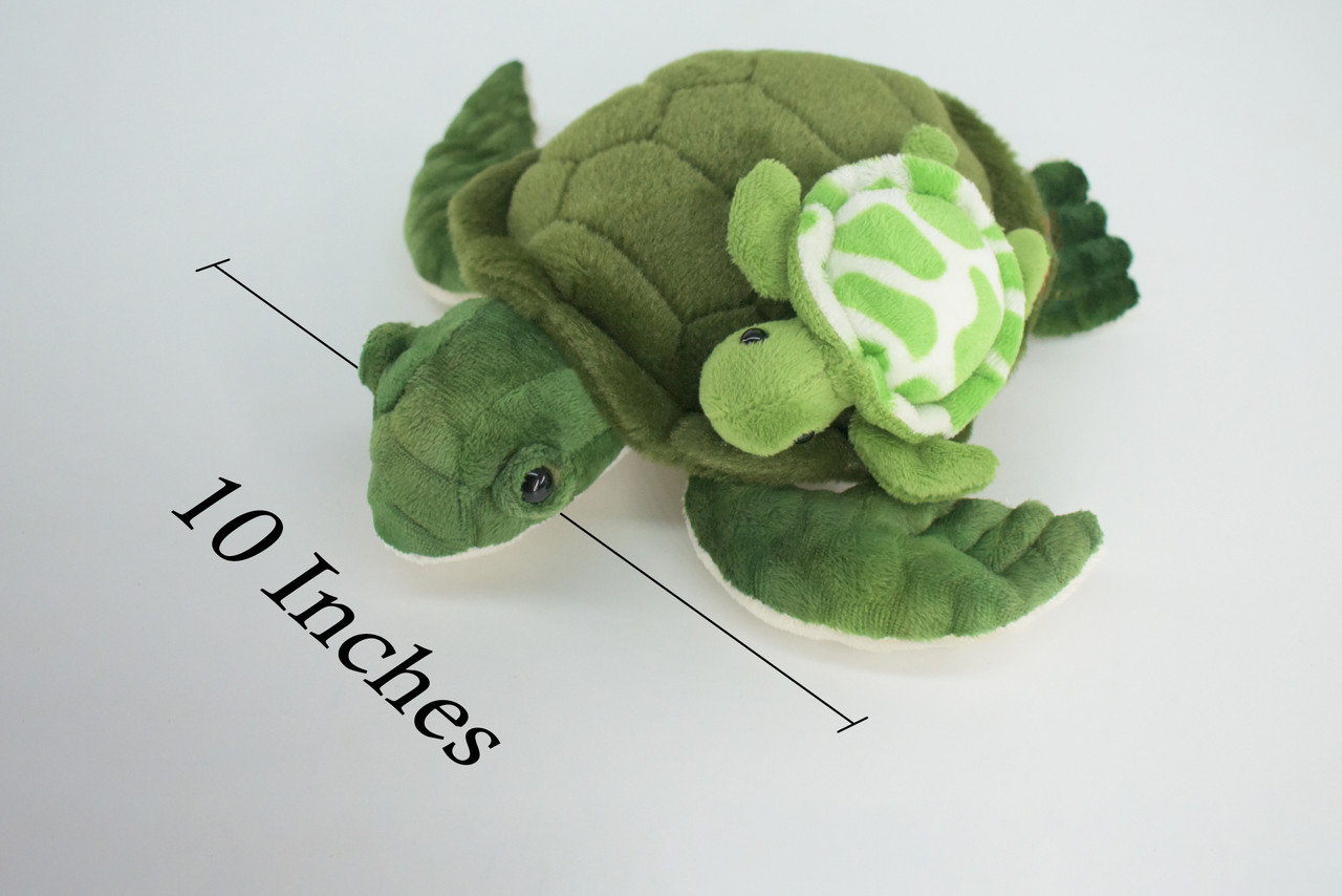Sea Turtle with Baby, Very Cute Plush Reptile, Soft, Stuffed Toy, Educational, Realistic, Beautiful Design, Figure, Lifelike, Replica, Gift,     8"   RI63 B661