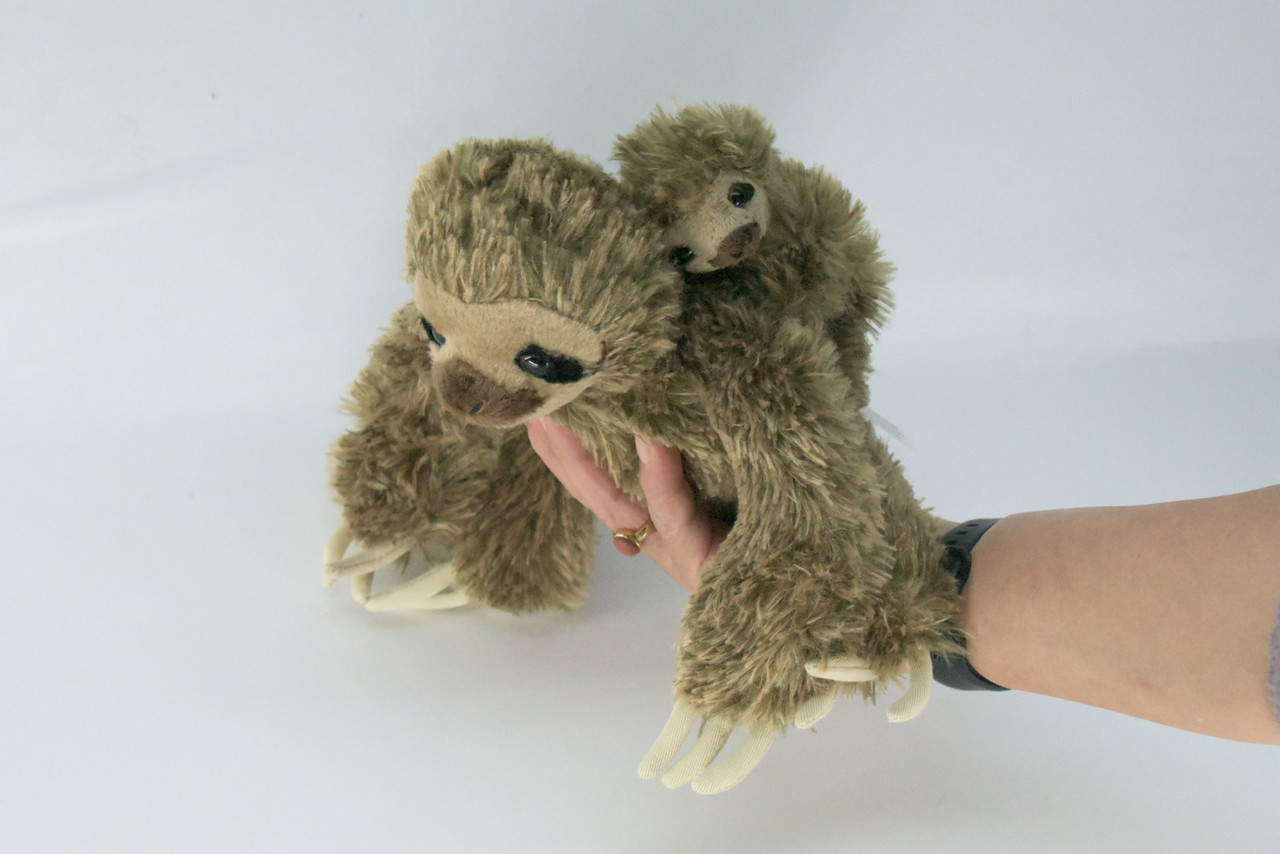 Sloth with Baby, Very Cute Plush Animal, Soft, Stuffed Toy, Educational, Realistic, Beautiful Design, Figure, Lifelike, Replica, Gift,     10"   RI65 B660