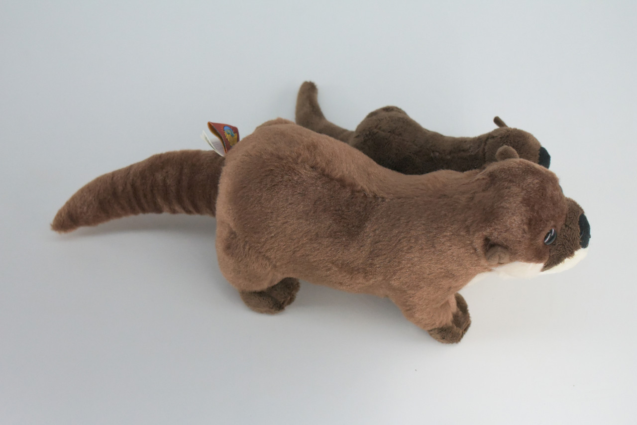 River Otter with Baby, Very Cute Plush Animal, Soft, Stuffed Toy, Educational, Realistic, Beautiful Design, Figure, Lifelike, Replica, Gift,     11"   RI66 B661